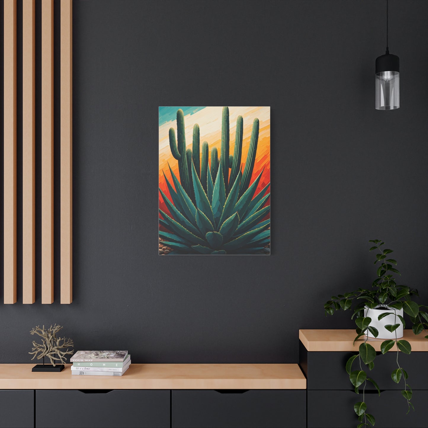 Agave Foreground Desert Saguaro Painting Wall Art & Canvas Prints