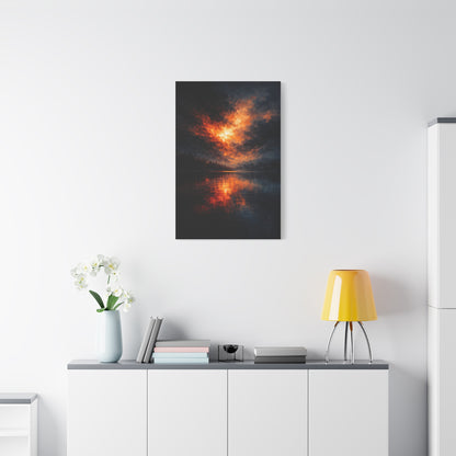 Dramatic Orange Sky Reflection Landscape Wall Art & Canvas Print