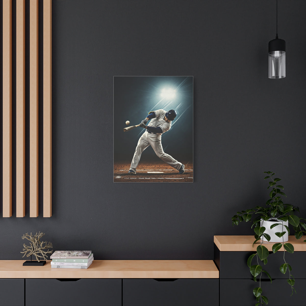 Baseball Player Spotlight Swing Drama Wall Art & Canvas Prints