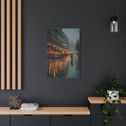 Rainy Paris Café Evening Wall Art & Canvas Print