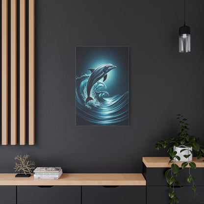 Dolphin Leaping Through Blue Ocean Waves Wall Art & Canvas Prints