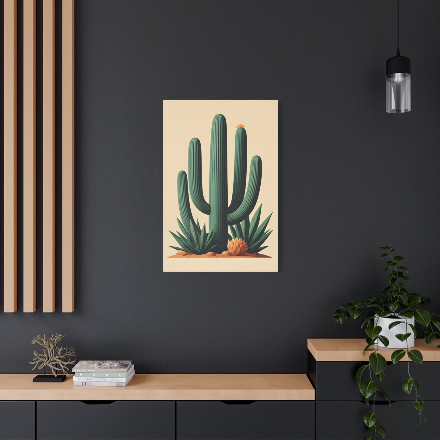 Desert Botanical Saguaro and Agave Composition Wall Art & Canvas Prints