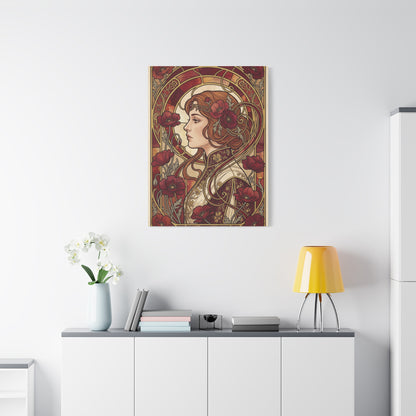 Art Nouveau Red Poppy Muse Portrait Wall Art & Canvas Print