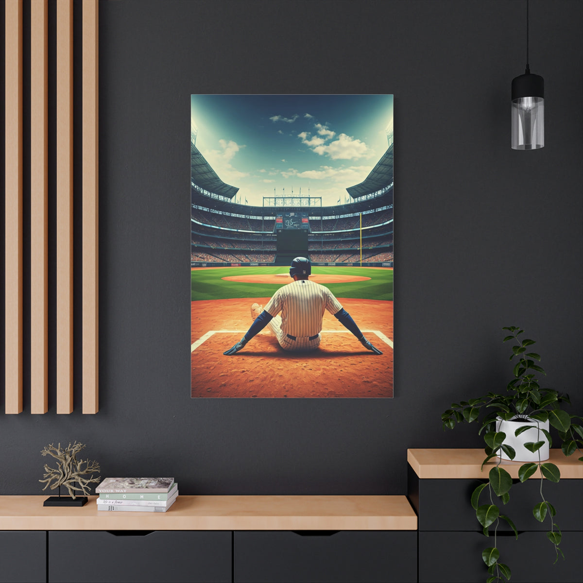 Batter Ready at Home Plate Stadium View Wall Art & Canvas Prints