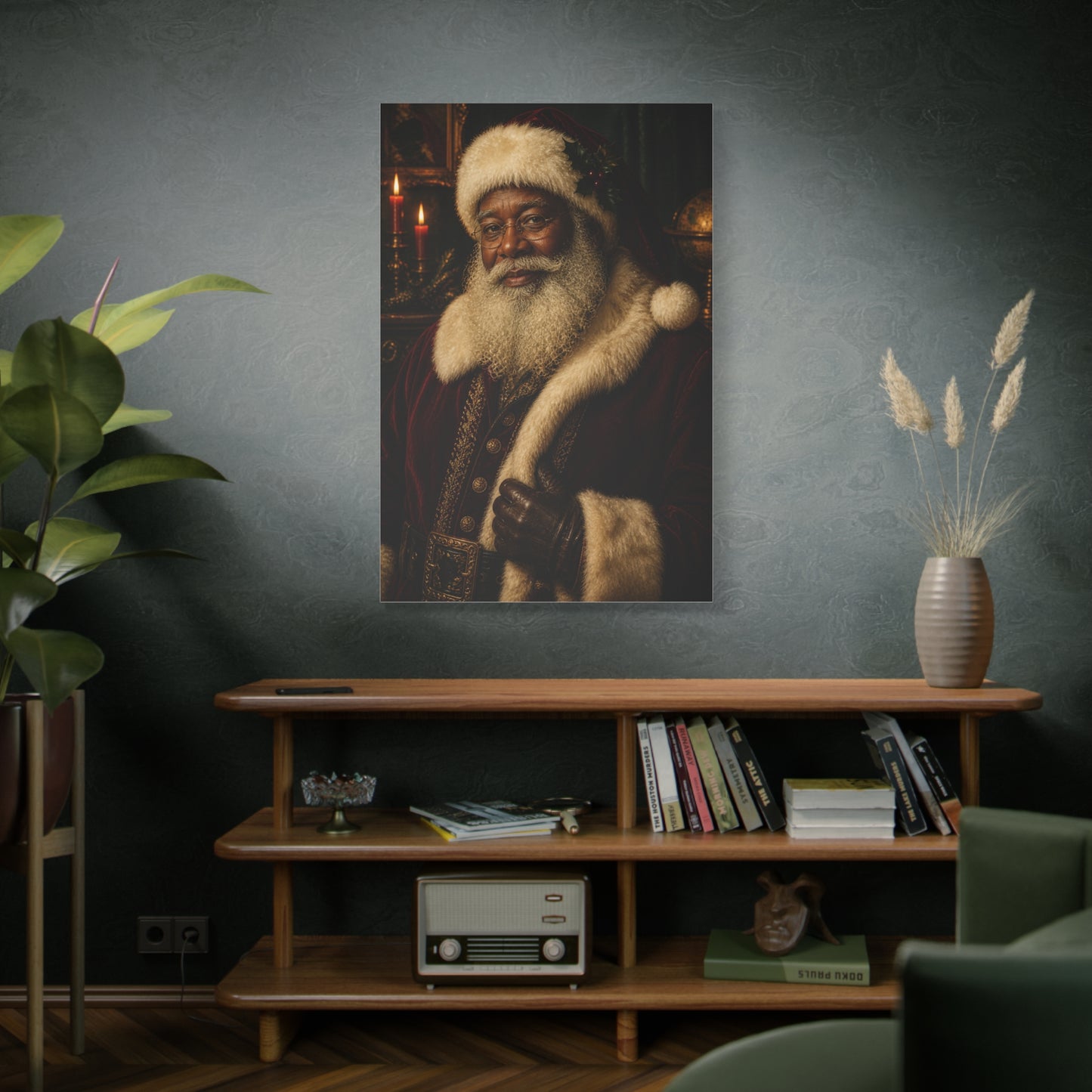 Elegant Black Santa Portrait Wall Art & Canvas Print