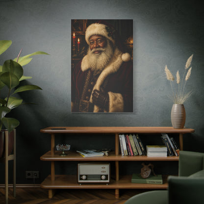 Elegant Black Santa Portrait Wall Art & Canvas Print