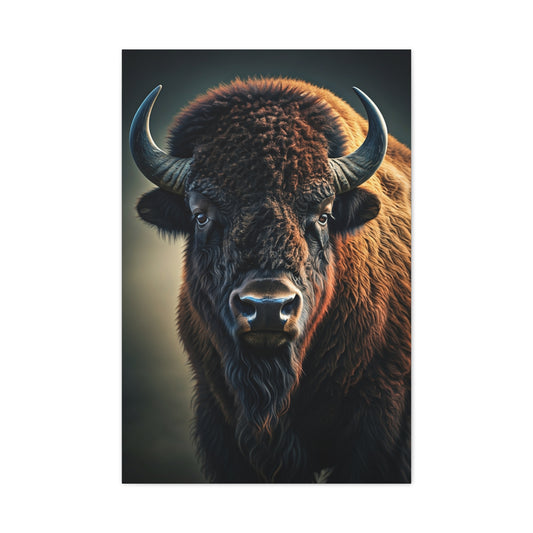Cinematic American Bison with Golden Rim Light Wall Art & Canvas Print