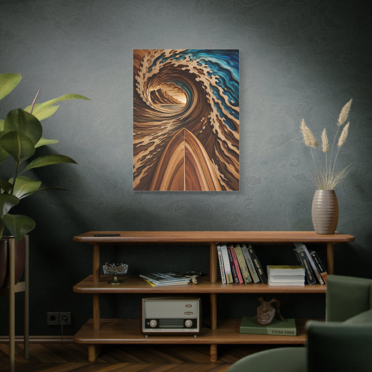 Surfboard Perspective Wooden Wave Tunnel Wall Art & Canvas Print