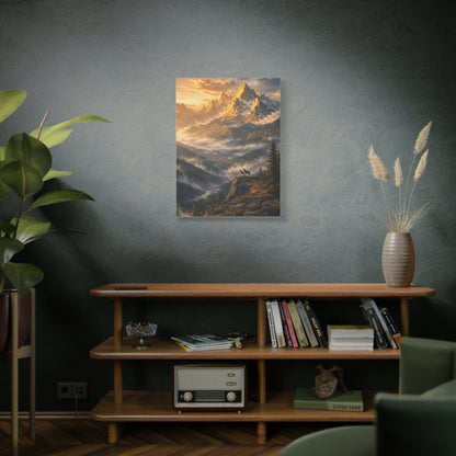 Golden Mountain Valley Wolf Pair Landscape Wall Art & Canvas Print