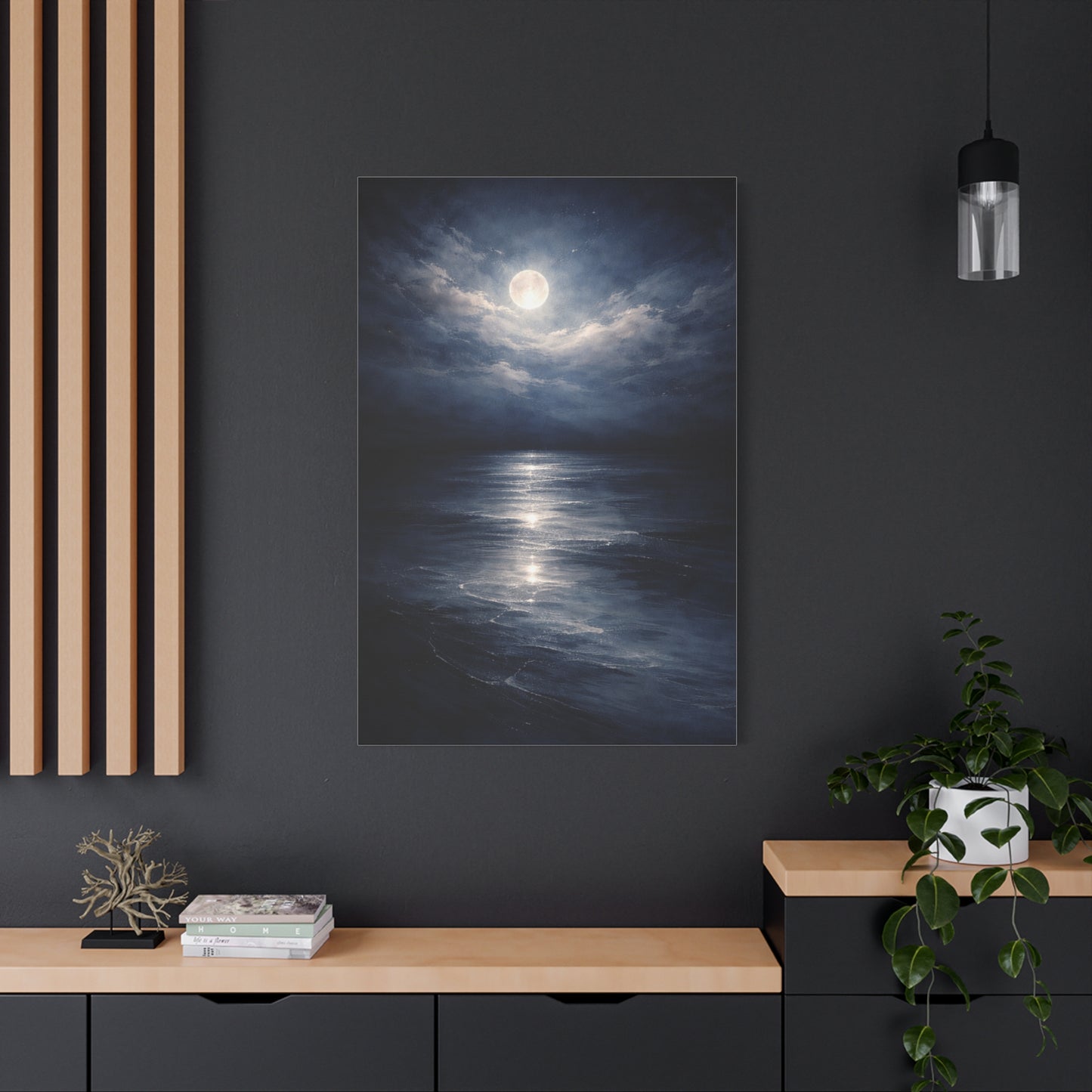Moonlit Ocean Horizon Wall Art & Canvas Print