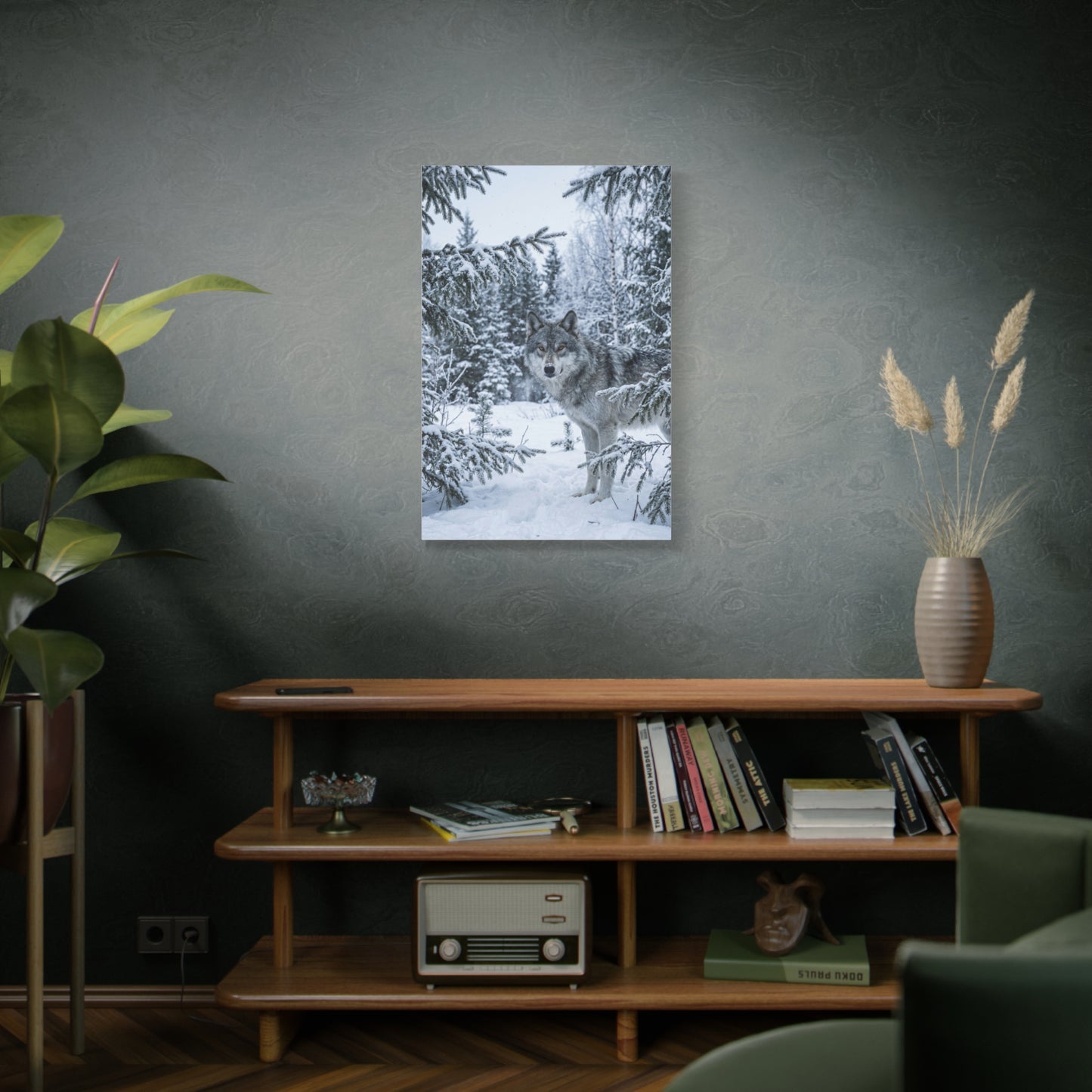 Winter Forest Wolf Natural Encounter Scene Wall Art & Canvas Print