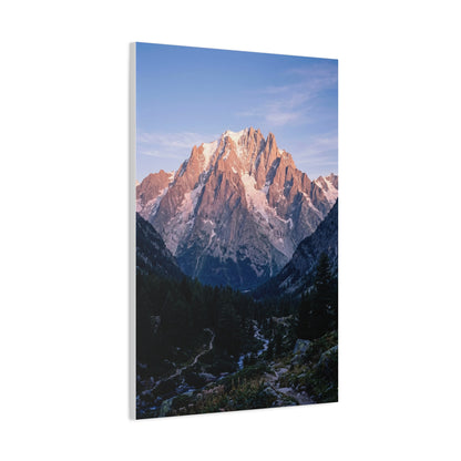 Sunlit Alpine Peak & Forest Valley Wall Art & Canvas Print