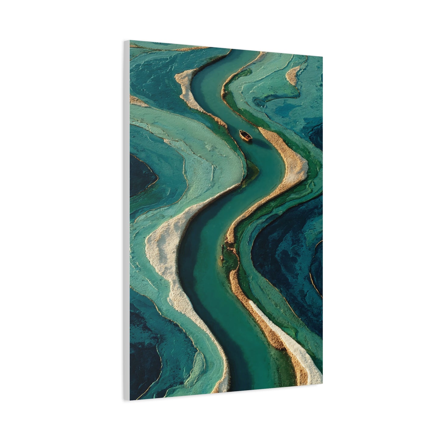 Aerial Marsh Green River Abstract Wall Art & Canvas Print