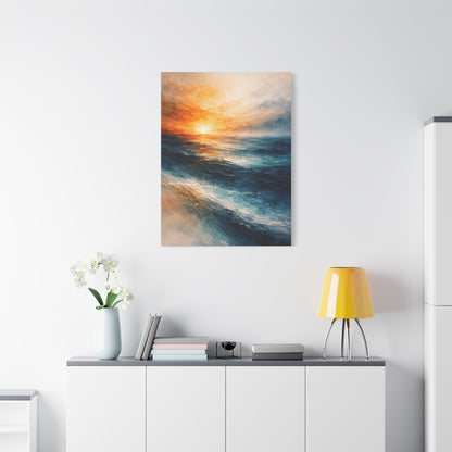 Ocean Sunrise Orange Horizon Wall Art & Canvas Print