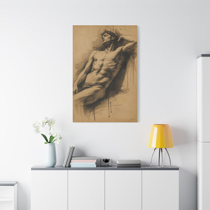 Charcoal Expression Male Study Wall Art & Canvas Print