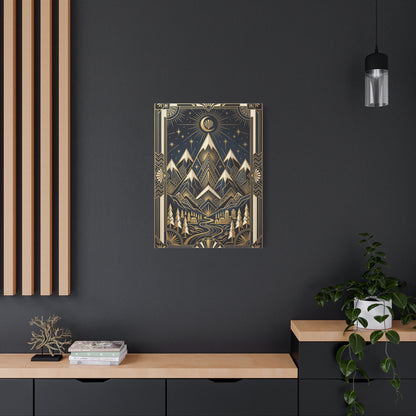 Art Deco Golden Alpine Skyline Wall Art & Canvas Print