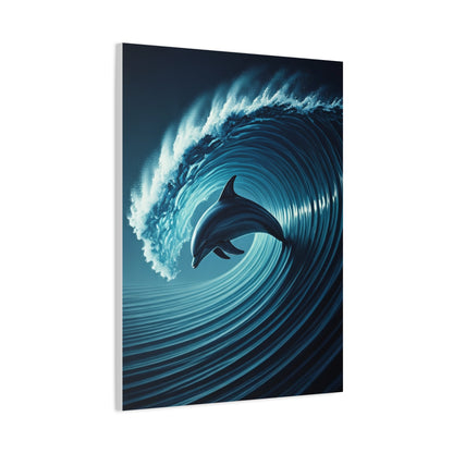 Dolphin Within Ocean Wave Motion Wall Art & Canvas Prints