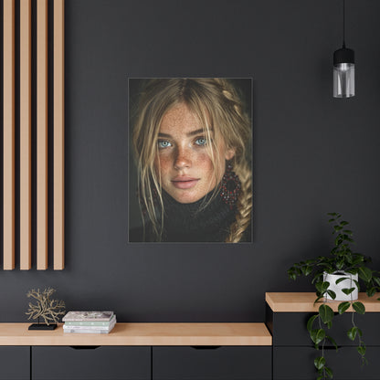 Blonde Muse Garnet Earring Portrait Wall Art & Canvas Print