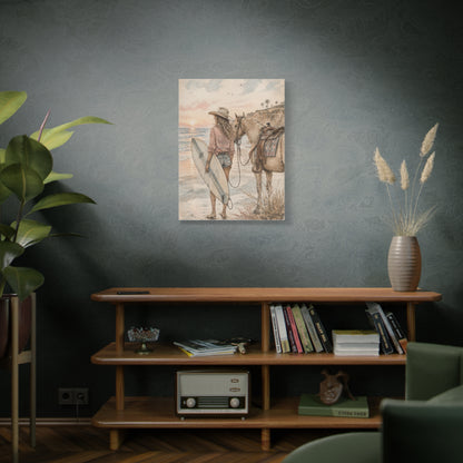 Surf Cowgirl Beach Horizon Scene Wall Art & Canvas Print