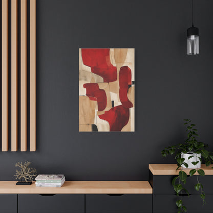 Modern Red and Beige Organic Abstract Wall Art & Canvas Print