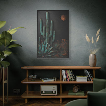 Turquoise Patina Desert Cactus Wall Art & Canvas Print