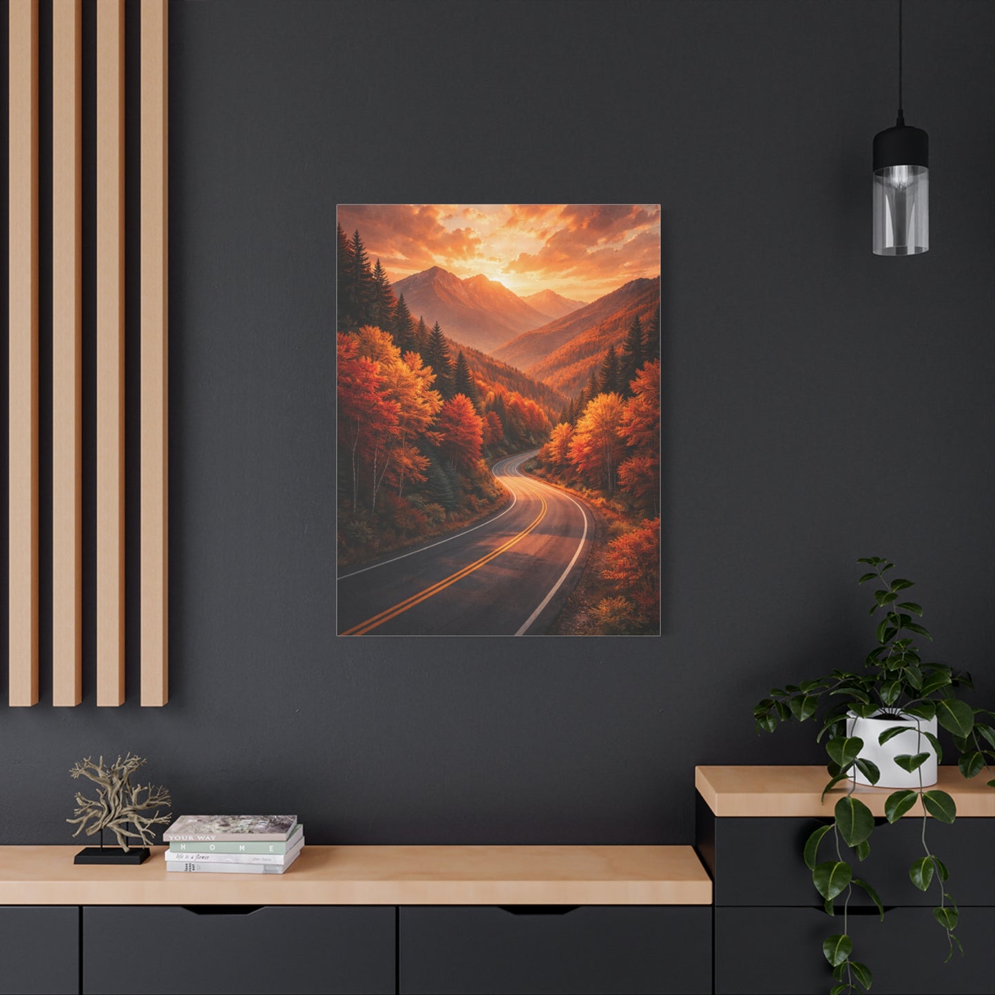 Autumn Mountain Road Landscape Wall Art & Canvas Print