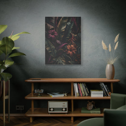 Dark Botanical Hibiscus Jungle Tropical Wall Art & Canvas Print