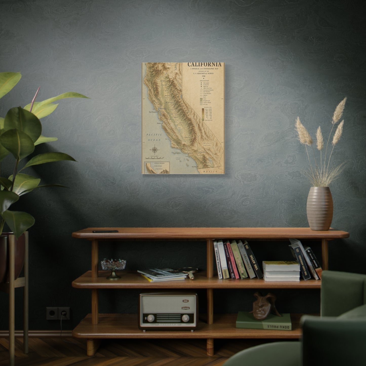 Vintage California Topographic Map Wall Art & Canvas Print