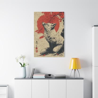 Japanese Ink Fox Minimalism Wall Art & Canvas Print