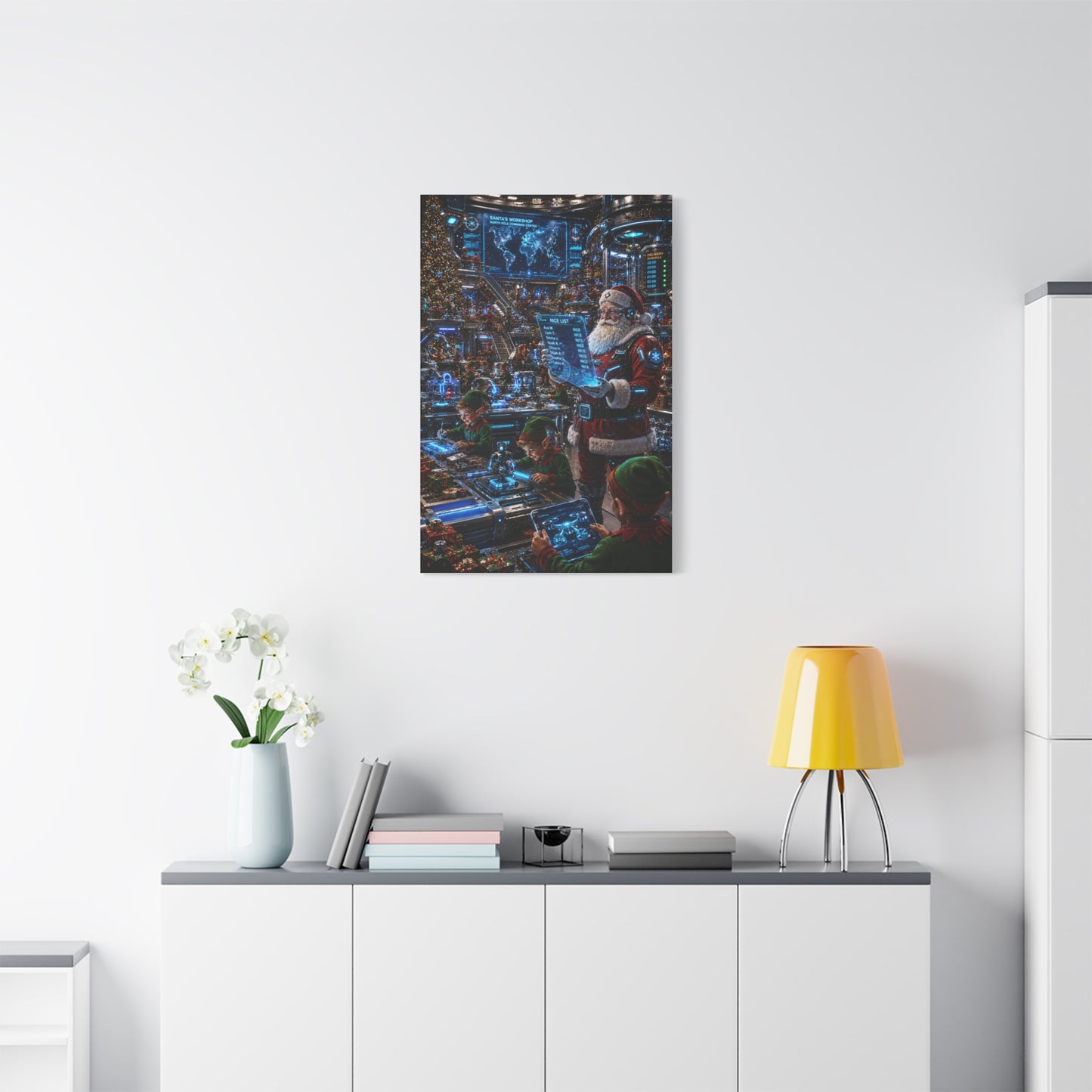 Futuristic Santa Workshop Wall Art & Canvas Print