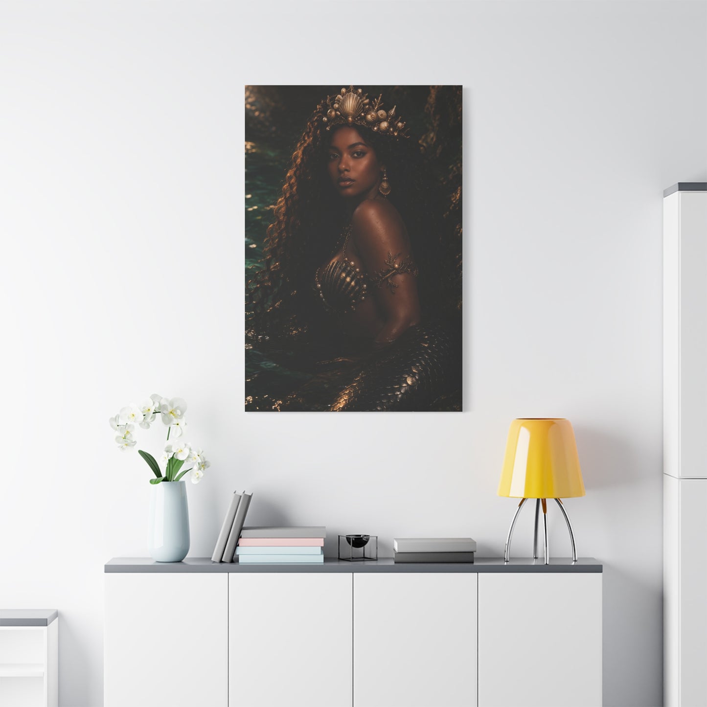 Regal Ocean Queen Mermaid Portrait Wall Art & Canvas Print