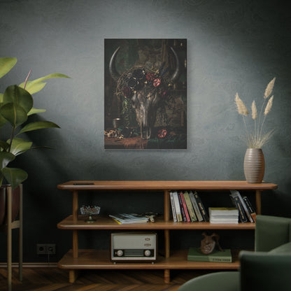 Western Gothic Bull Skull Floral Still Life Wall Art & Canvas Print