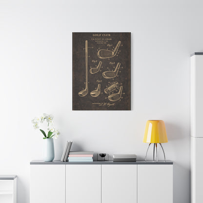 Antique Golf Club Patent Diagram Wall Art & Canvas Print