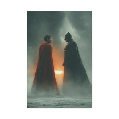 Batman vs Superman Foggy Standoff Poster Wall Art & Canvas Print