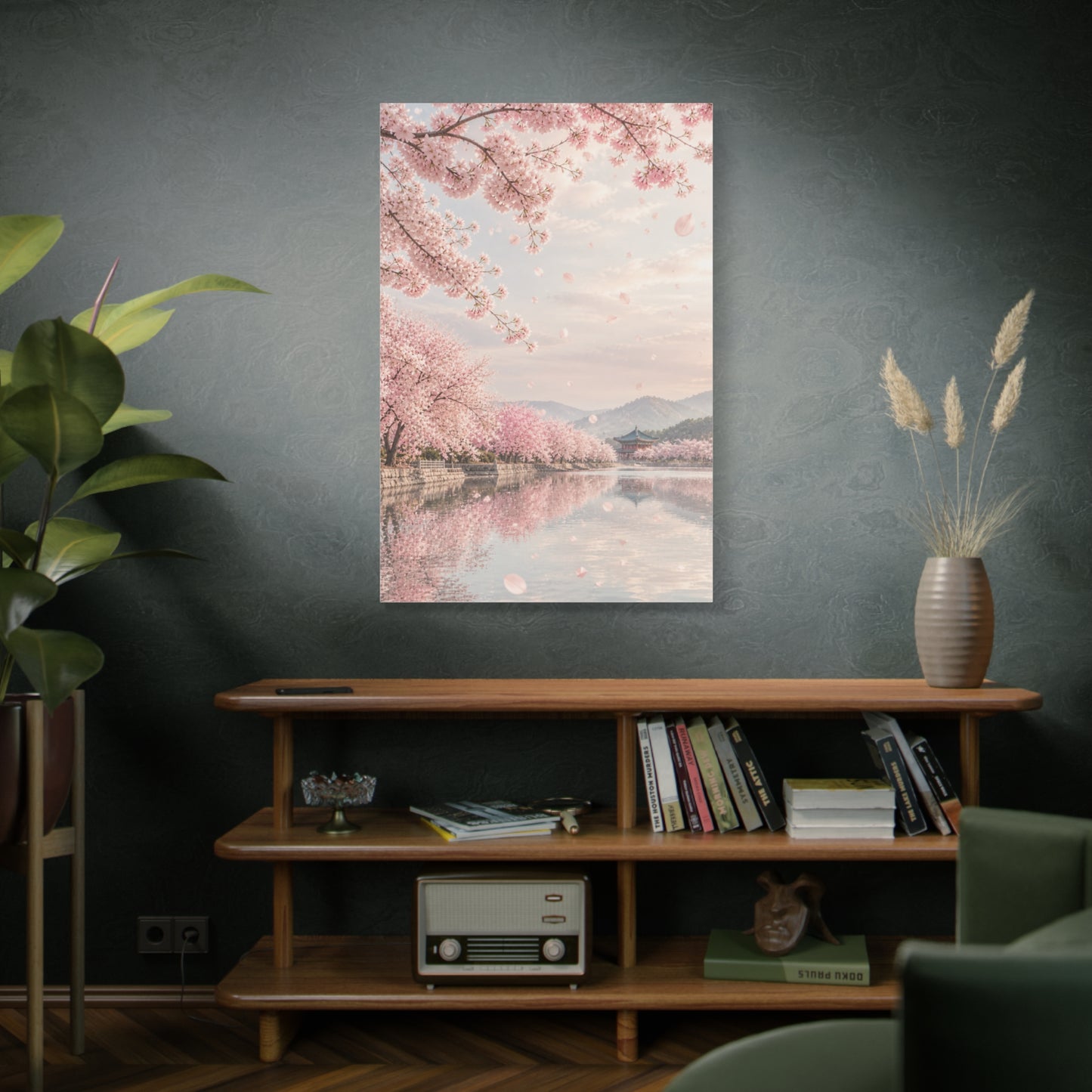 Cherry Blossom Reflection Landscape Wall Art & Canvas Print