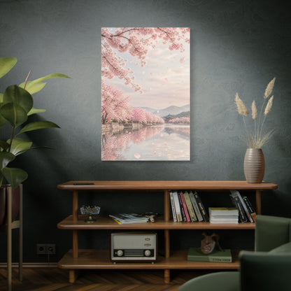 Cherry Blossom Reflection Landscape Wall Art & Canvas Print