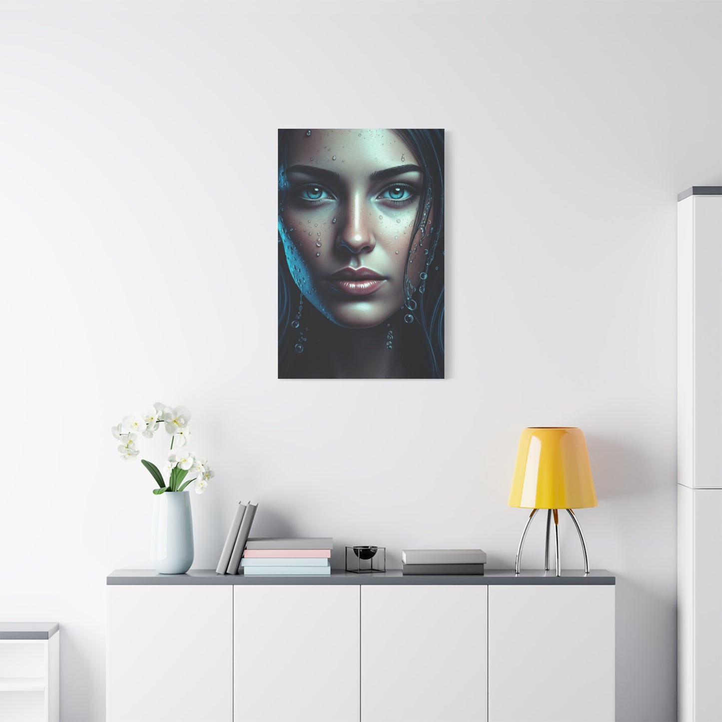 Intimate Blue Portrait with Beaded Accents Wall Art & Canvas Prints