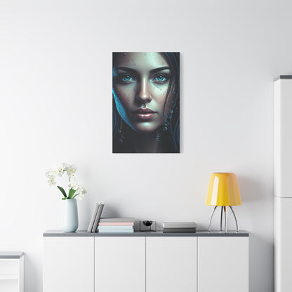 Intimate Blue Portrait with Beaded Accents Wall Art & Canvas Prints