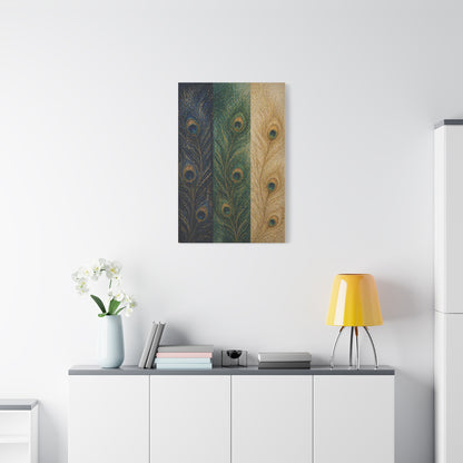 Peacock Feather Triptych Harmony Wall Art & Canvas Print
