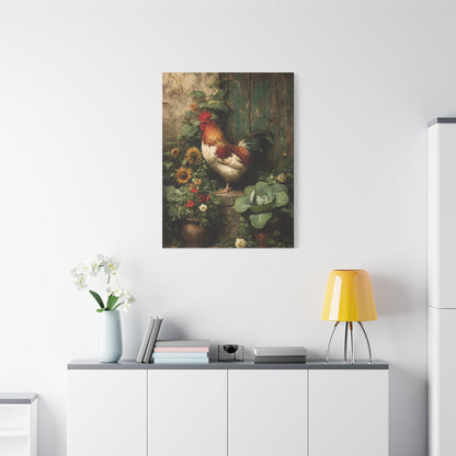 Farmyard Rooster Folk Garden Wall Art & Canvas Print
