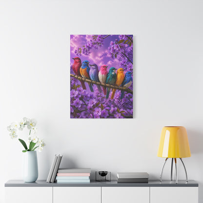 Vibrant Blossom Birds Garden Wall Art & Canvas Print