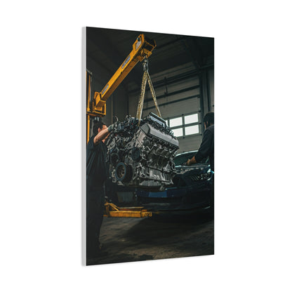 Ford Mustang Shelby GT350 Engine Installation Scene Wall Art & Canvas Prints