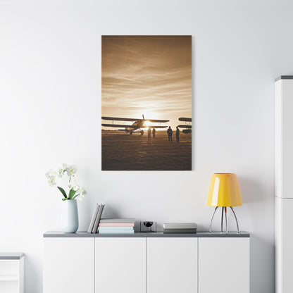 Vintage Airfield Sunset Silhouette Wall Art & Canvas Prints