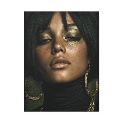 Gold Leaf Eyelid Noir Portrait Wall Art & Canvas Print
