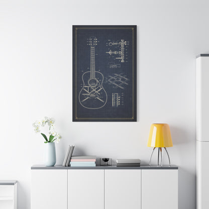 Acoustic Guitar Blueprint Study Wall Art & Canvas Print
