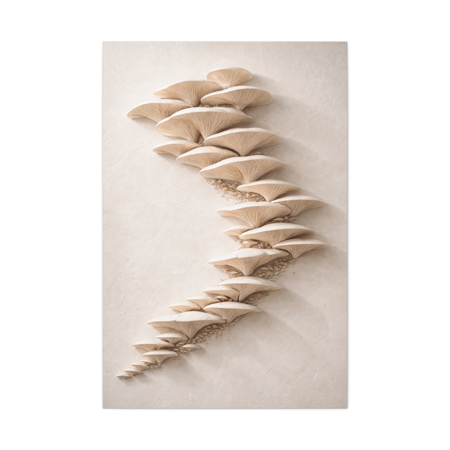 Minimalist Sculptural Oyster Mushroom Cascade Wall Art & Canvas Print