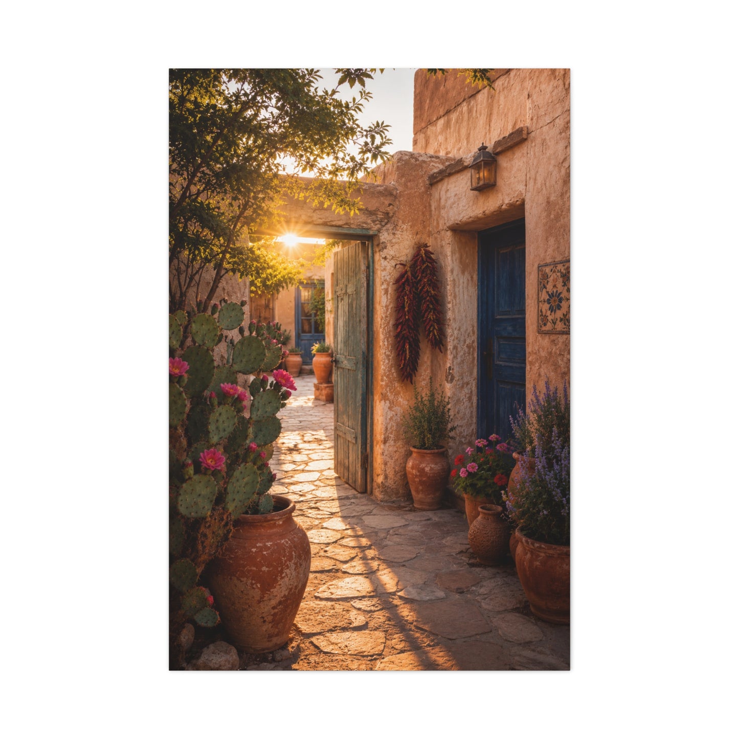 Santa Fe Adobe Courtyard Southwest Wall Art & Canvas Print