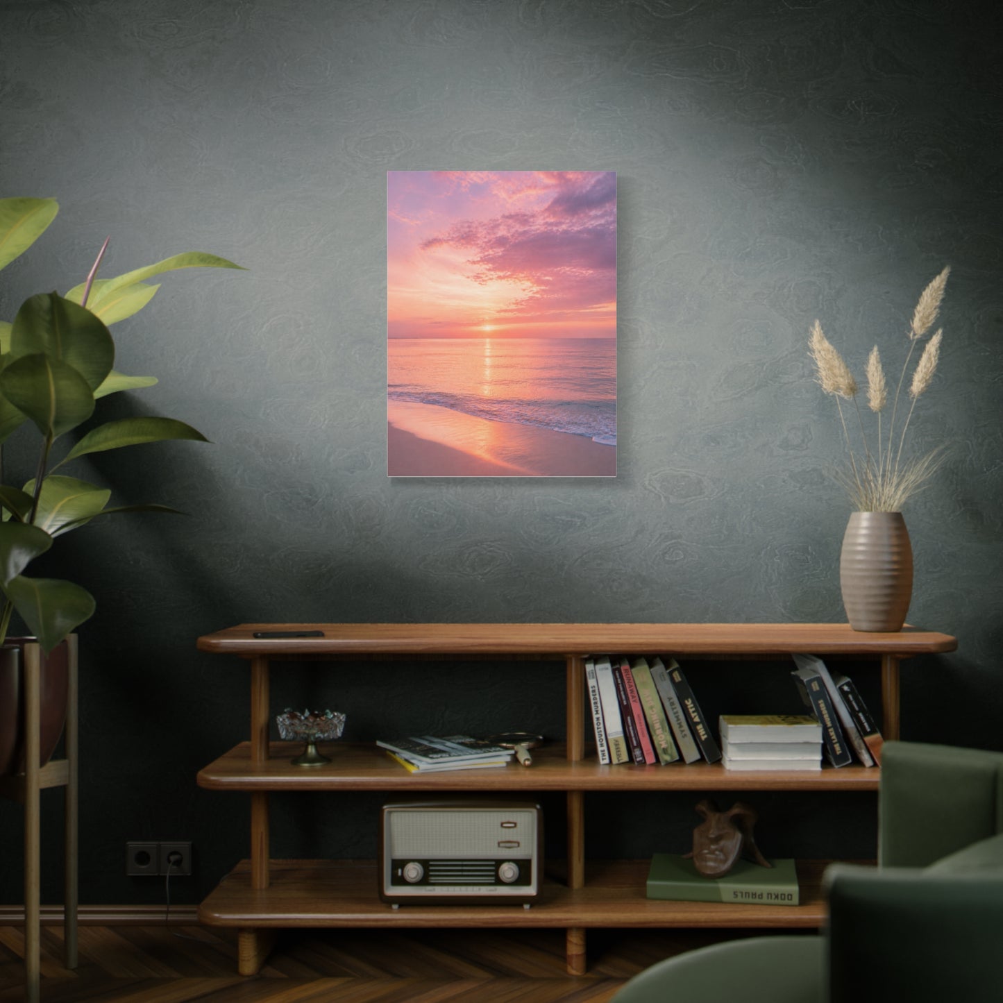 Blush Coastal Sunset Horizon Wall Art & Canvas Print