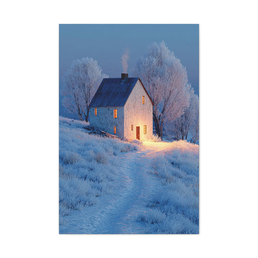 Winter Farmhouse Blue Hour Wall Art & Canvas Print