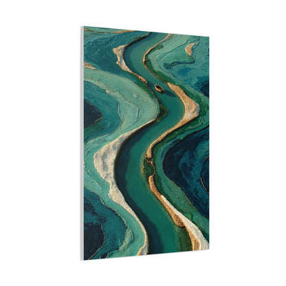 Aerial Marsh Green River Abstract Wall Art & Canvas Print